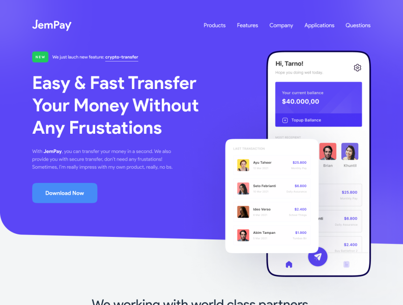 JemPay - Web Homepage Landing