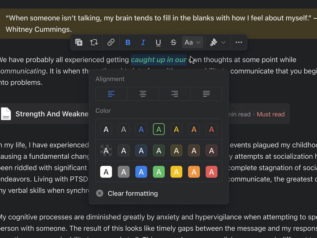 Nulis - Text Formatting