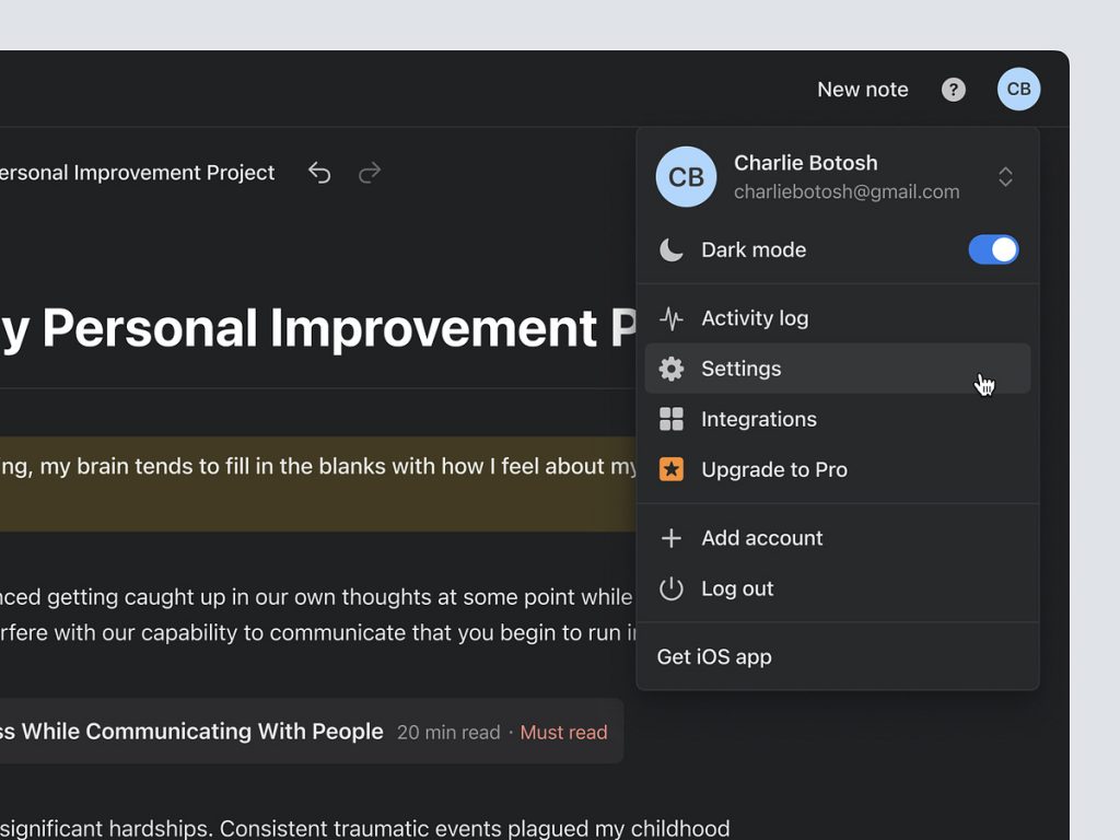 Nulis - User Menu Detail
